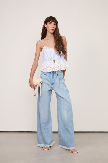Calça Jeans Passante Botao Jeans Claro - 38