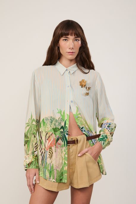 Camisa Ampla Estampada Est Loc Selva Ceramica - 34