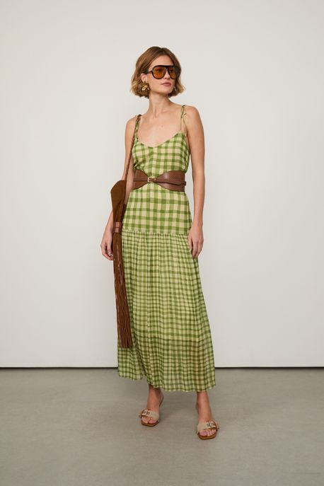 Vestido Longuete Vichy Burle Bamboo Est Vichy Burle Mee Clean e Bamboo p - 40
