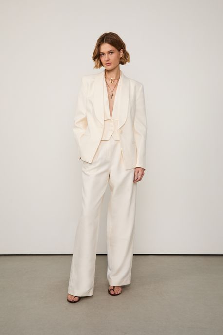 Blazer Gola Arredondada Off White Bege - 40