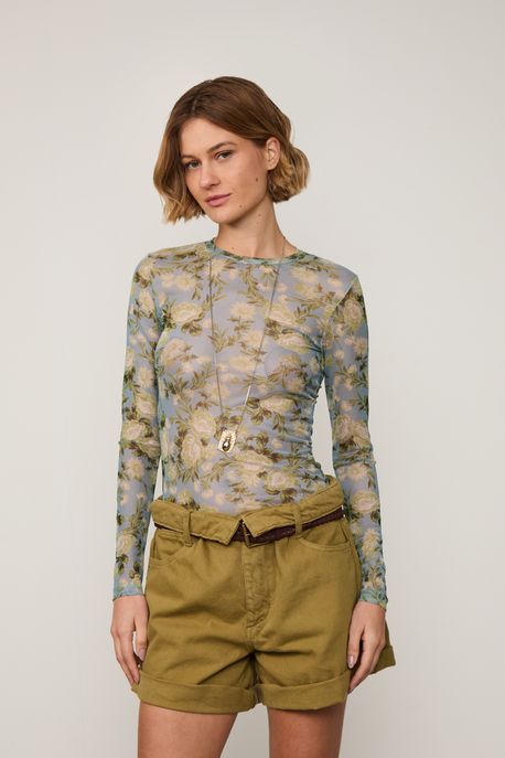 Blusa Tule Segunda Pele Liberty Est Liberty Burle Tourmalina e Bamboo g - PP