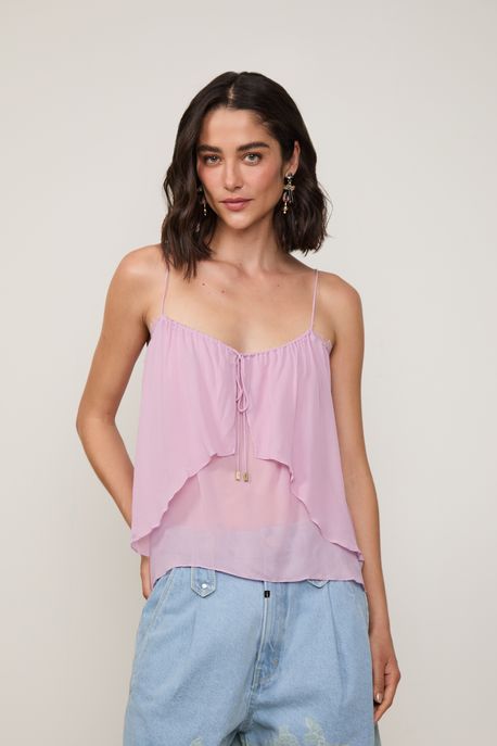 Top Camada Decote Rendinha Rosa Orquidea - 44