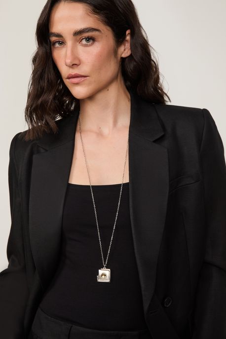 Colar Dourado Longo Pringente Geométrico Ouro - U