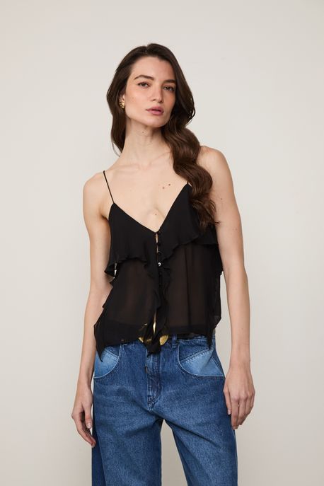 Top Alcinhas Babado Preto Preto - 44