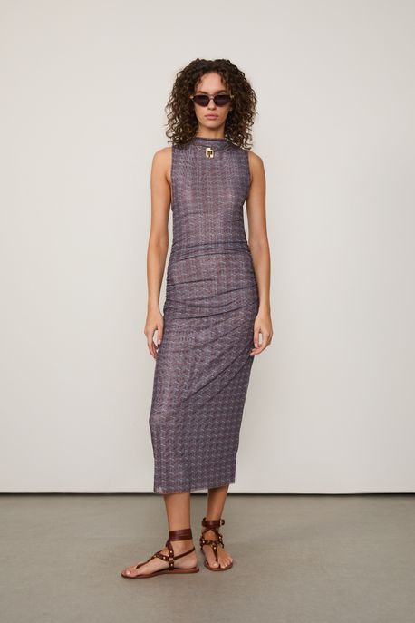 Vestido Midi Tule Geo Est Geo Burle Tourmalina - PP