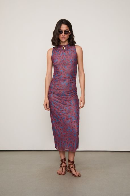 Vestido Tule Halter Floral Est Floral Universo Color - M