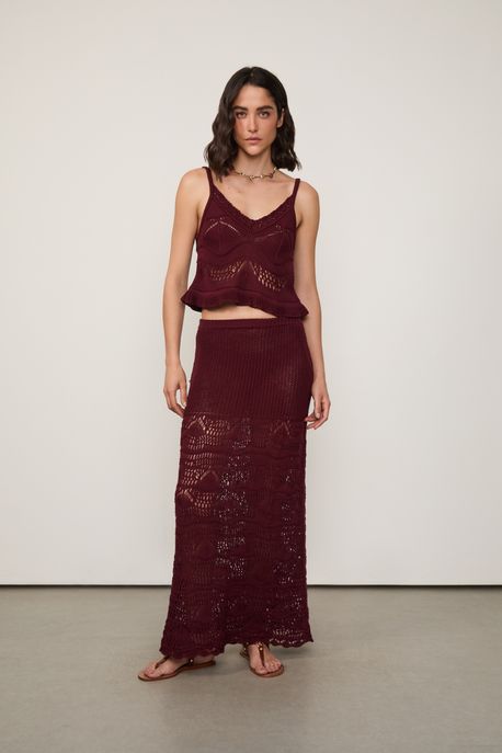Saia Tricot Midi Vinho Windsor Vinho Windsor - M