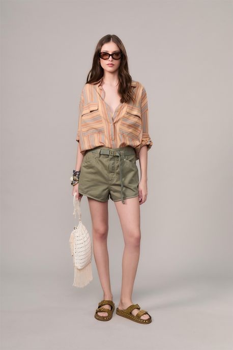 Short Sarja Baggy Amarração Verde Militar - 38