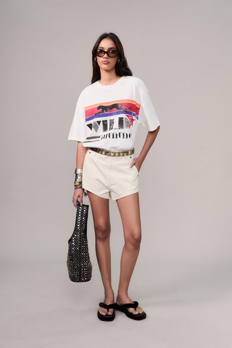Short De Sarja Strass Off White - 38