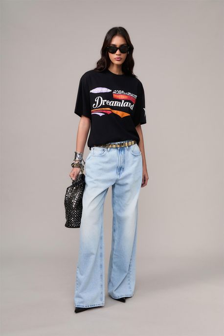 Calça Jeans Max Wide Leg Jeans Claro - 46