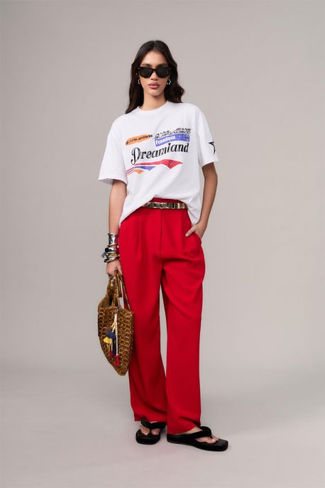Calça De Crepe Vermelho Magma - 38