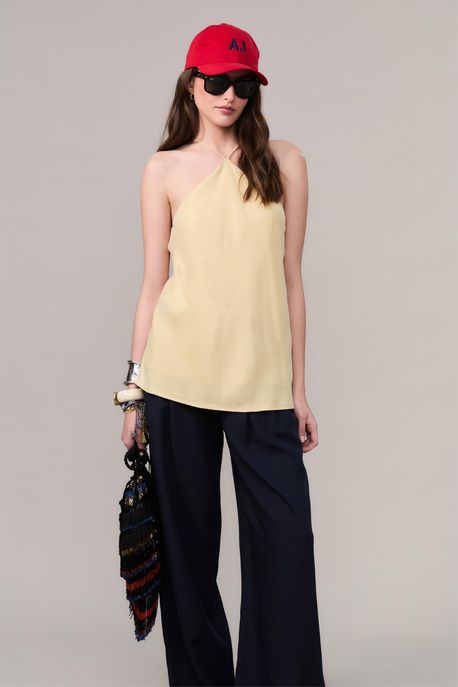 Blusa De Cupro Frente Unica Bege Dunas - P