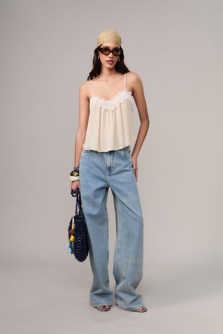 Calça Jeans Dirty Menta Jeans Medio - 40