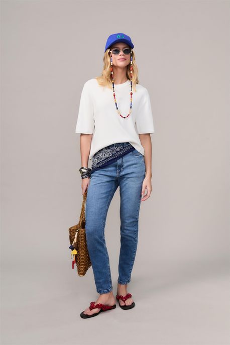 Calça Jeans Skinny Londres Cintura Alta Basic Jeans Medio - 34