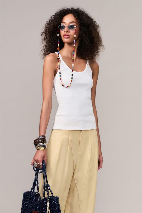Regata De Malha Alça Fina Off White - P