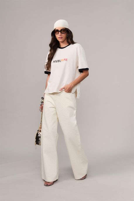 Calça De Sarja Strass Off White - 38