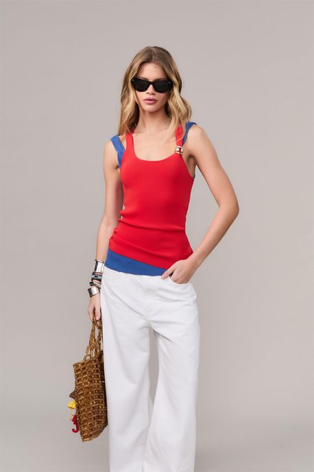 Regata De Tricot Basica Vermelho Magma - G