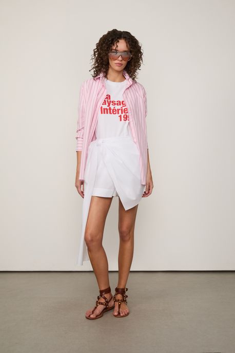 Short Saia De Algodao Amarracao Branco - 38