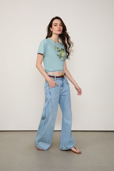 Calça Jeans Cos Solto Jeans Claro - 34