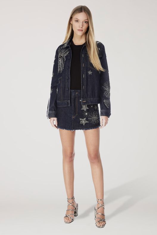 jaqueta jeans bordada animale