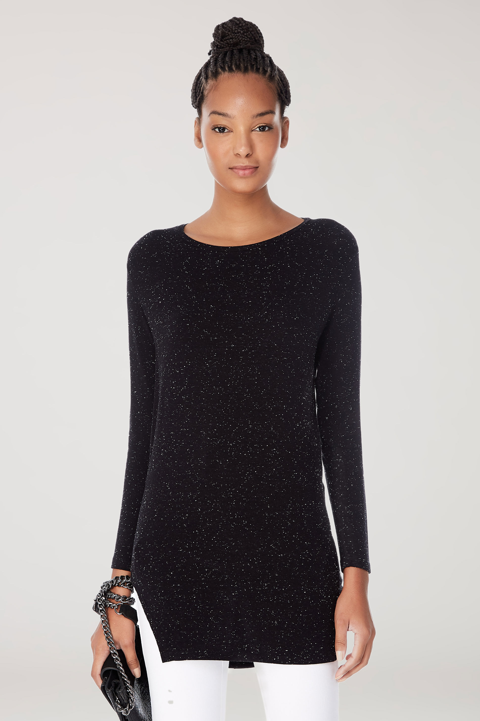 Blusa Manga Longa Lateral Fenda Animale