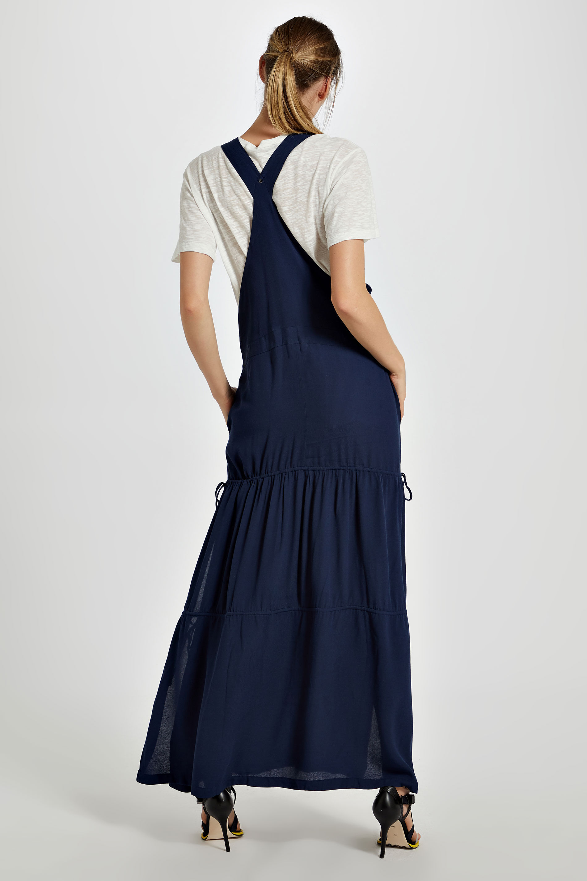 vestido de viscose azul marinho
