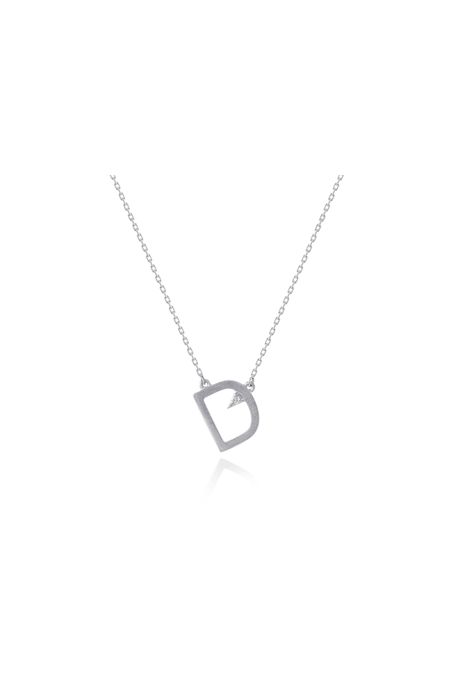 Colar Lettera d Branco Com Diamante Ttlb - U