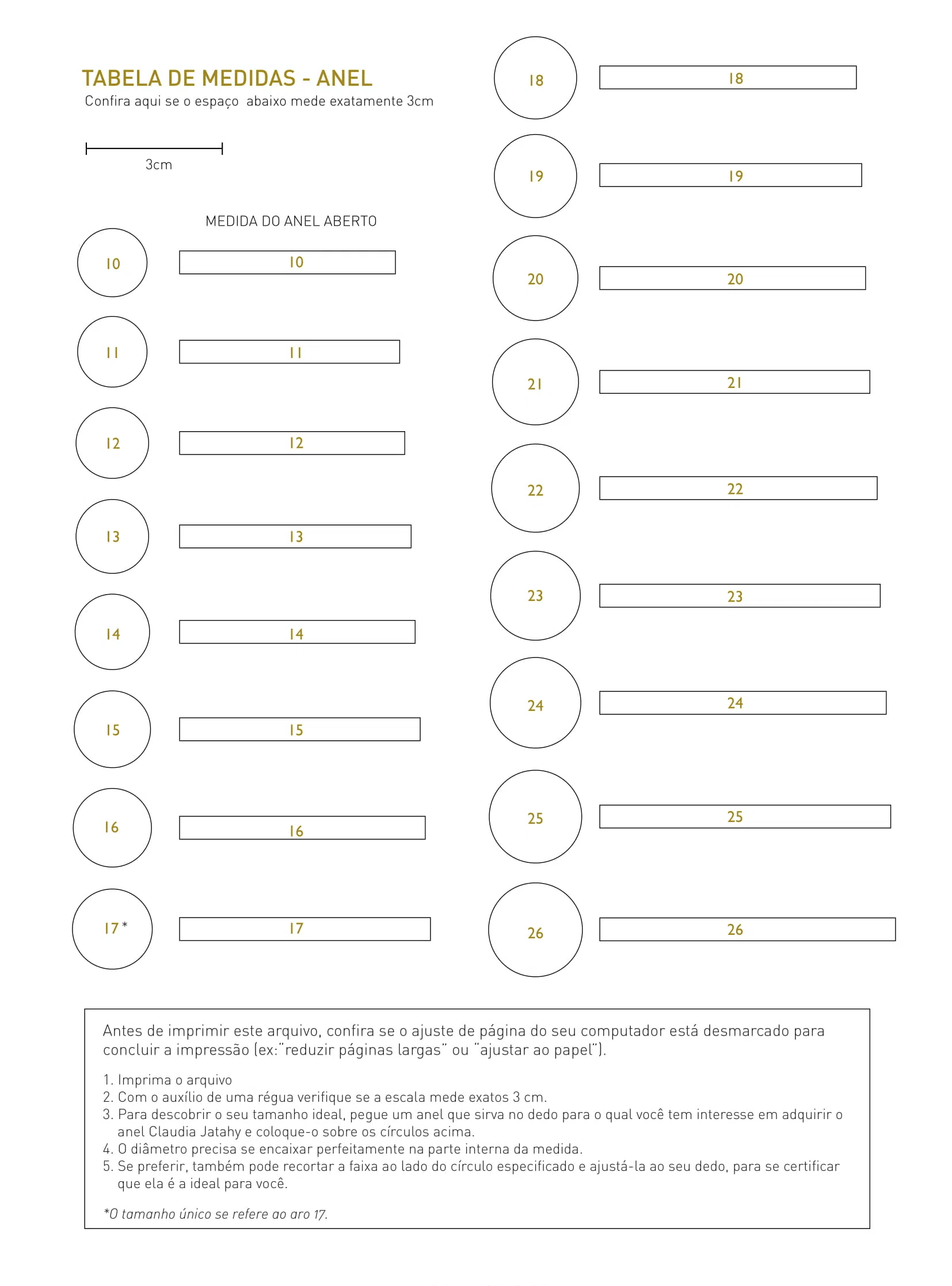 Guia de Tamanhos - Anel